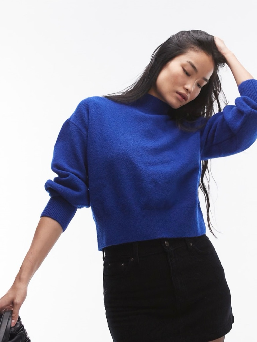 & Other Stories Electric Blue Cropped Turtleneck Sweater